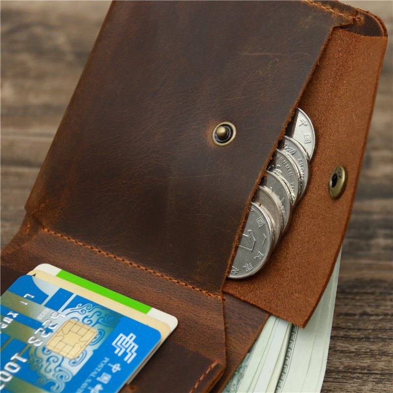 Genuine Leather Minimalist Bi-Fold Wallet with Coin Pocket - Premium Quality and Timeless Design